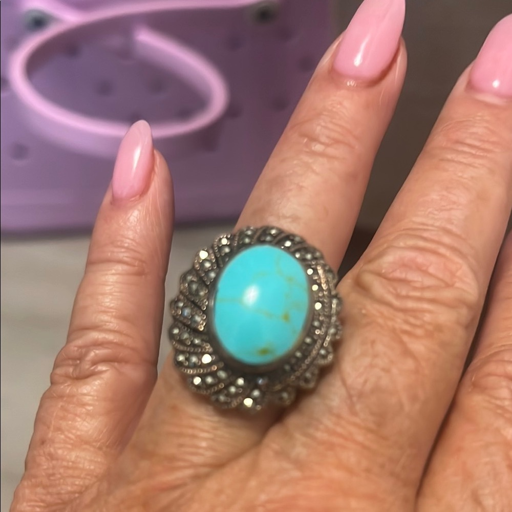 Turquoise and Silver Statement Ring